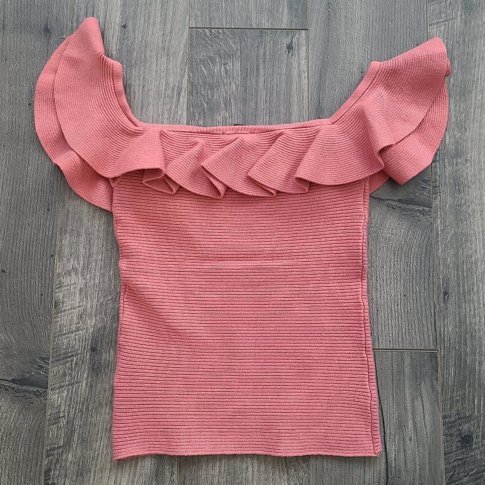 Body Contour Ruffle Off Shoulder Sweater Top - Picture 10 of 16